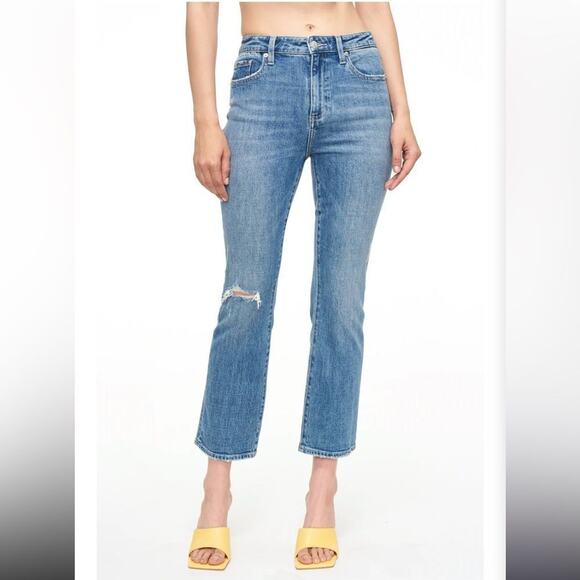 Pistola Women's Lennon Distressed High Rise Crop Bootcut Jean 32 Flare NWT $138 - Picture 1 of 15